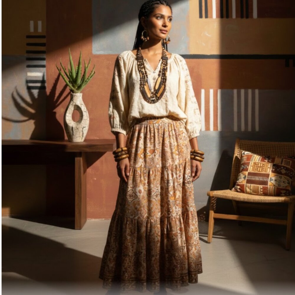 SKS Western Boho Layered Beaded Necklace